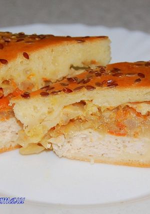 Фото Блюдо 3 в 1! Заливной пирог с мясом и овощами.