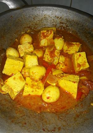 Foto resep Telur puyuh with tahu kuning bumbu rujak kuah