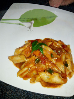 A picture of Veggie saucy pasta.