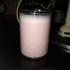A picture of Roohafza strawberry shake.