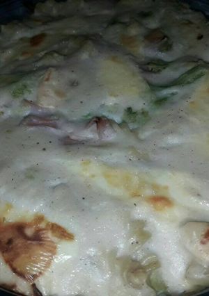 Una foto de Fideos gratinados