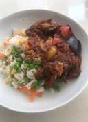 Beef with aubergines