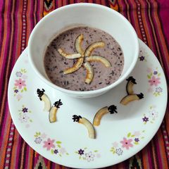 Black rice and coconut milk pudding A picture of Black rice and coconut milk pudding.