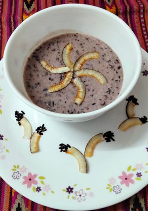 A picture of Black rice and coconut milk pudding.