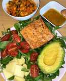 Cá hồi áp chảo + salad (Keto)