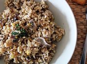 Una foto de arroz con shiitake
