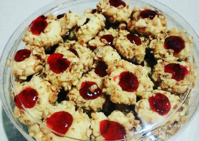 Peanut Strawberry Thumbprint Cookies