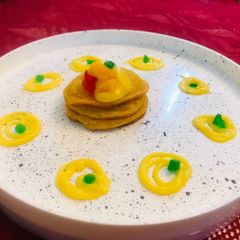 A picture of Mini mango pancakes.