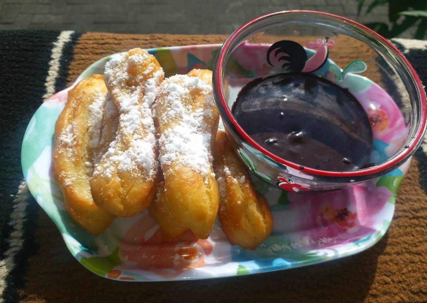 Resep Churros dicocol coklat lumer