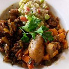A picture of Pork and vegetable stew.