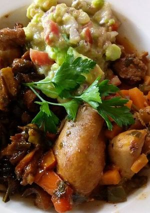 A picture of Pork and vegetable stew.
