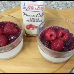 A picture of Quick and easy Panna cotta with ruspberry.