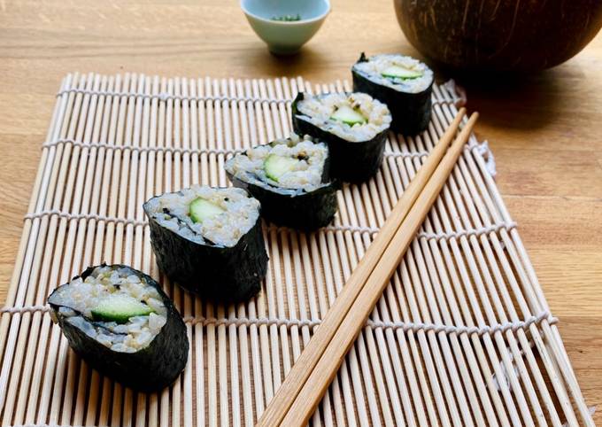 Cucumber and Wasabi Brown Sushi Rolls