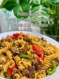 Pasta spiral goreng daging cincang ala melayu