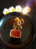 Beni samosas with tomato chutney