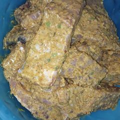 A picture of Green masala fish marination.