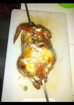 A picture of Grilled chicken with vegetables inside.