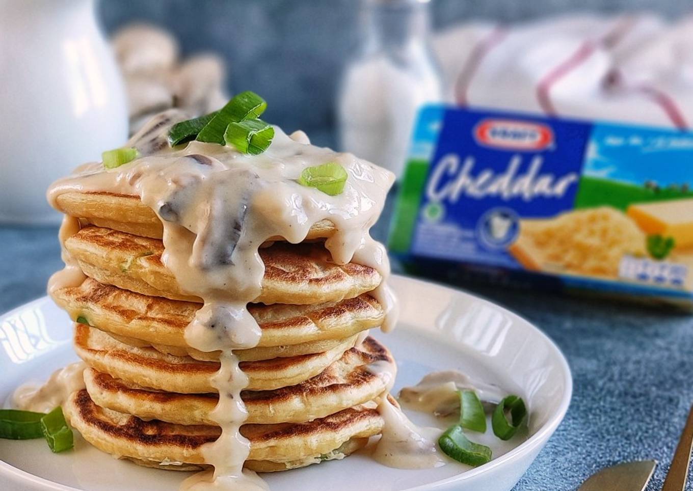 Pancake Cheese Mushroom Sauce