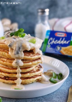 Foto resep Pancake Cheese Mushroom Sauce