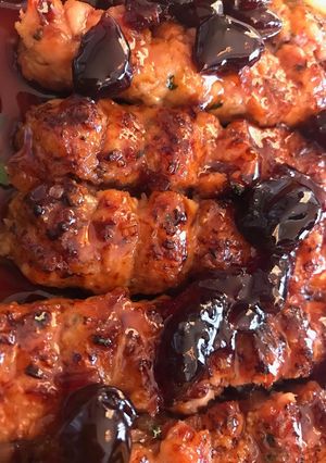 A picture of Armenian Kebab with Cherry Jam.