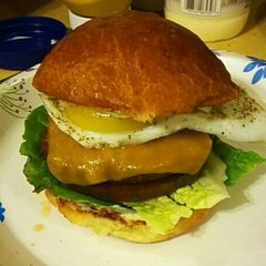 A picture of Eggscellent Bison Burger.