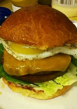 A picture of Eggscellent Bison Burger.
