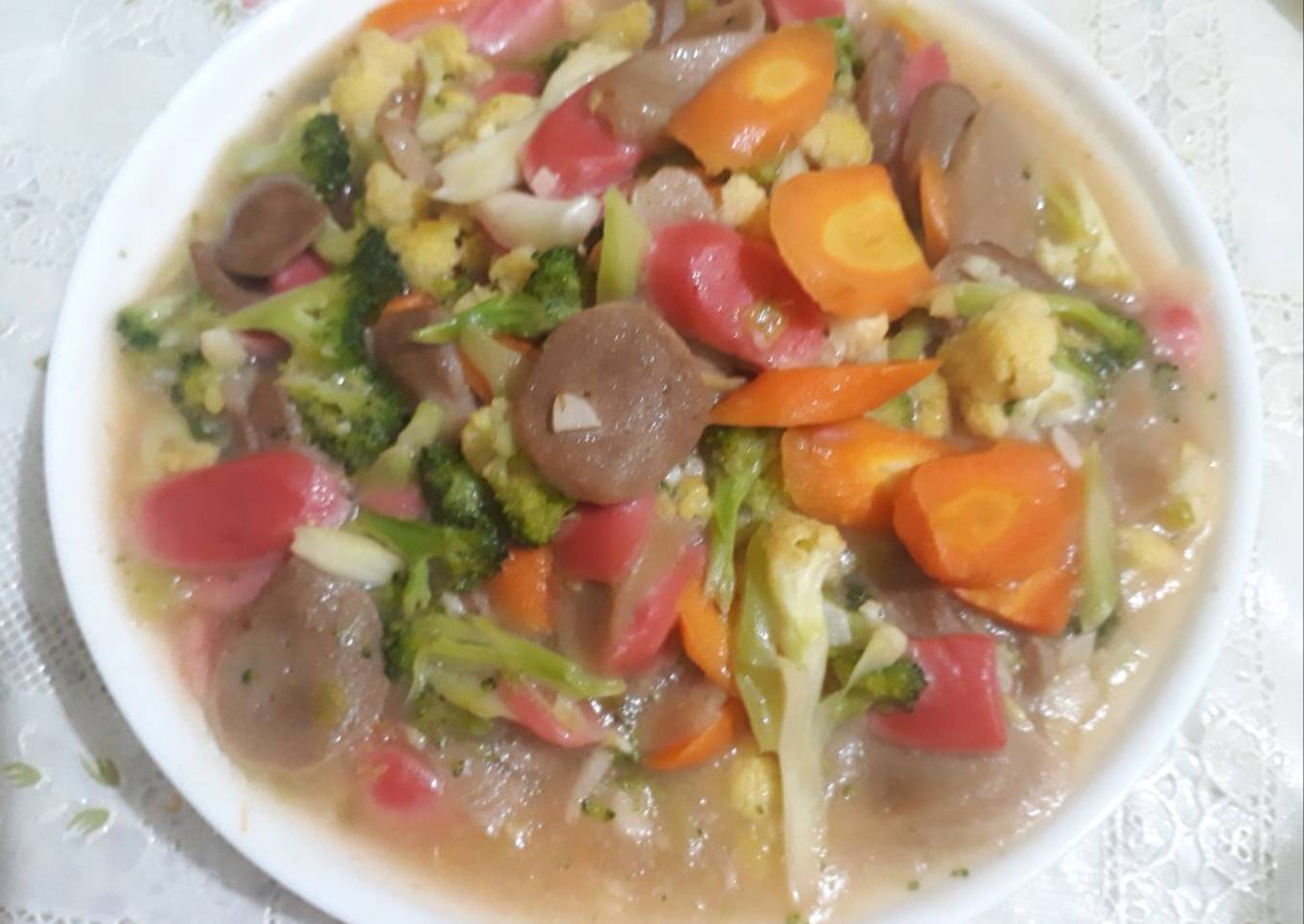 Tumis Sayur Bakso Sosis