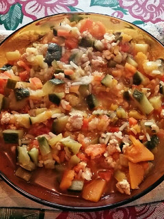 Una foto de Guiso Saludable de arroz con pollo