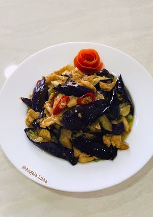 Foto resep Tumis terong unggu dan daging ayam