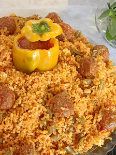 عکسی از دستور لوبیا پلو با گوشت قلقلی