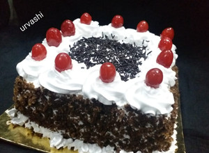 A picture of Black forest cake.