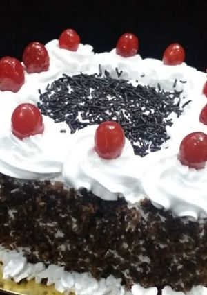 A picture of Black forest cake.