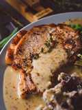 Pork Chops With A Creamy Cider & Mustard Sauce
