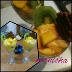 A picture of Hide and seek mango cheese cake with mango mousse.