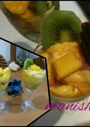 A picture of Hide and seek mango cheese cake with mango mousse.