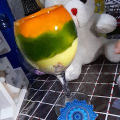 A picture of 3 color custard jelly.