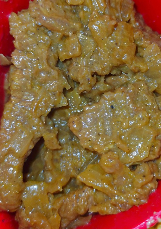 Una foto de Filete de ternera en salsa (Milanesa de res)