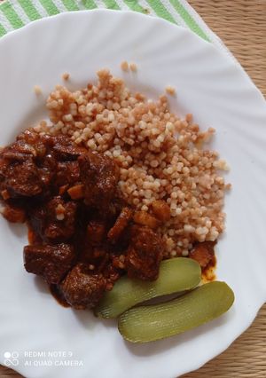 Marhapörkölt bográcsban recept fotója