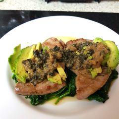 A picture of My Grilled Citrus Tuna Steaks with Avocado & Spinach 😘.