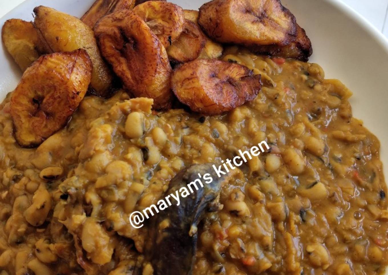 Beans porridge and plantain