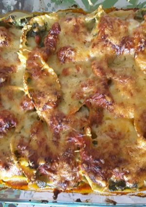 Une photo de Gratin de pâtes farcies aux épinards