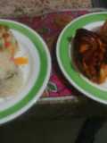 Filete de pollo relleno en salsa BBQ