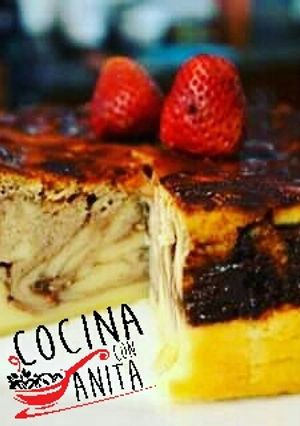 Una foto de Torta de queso marmoleada de chcocolate