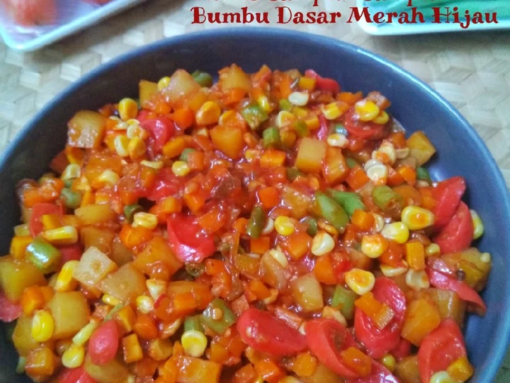 Langkah Mudah untuk Menyiapkan Resep Tumis Campur Campur Bumbu Dasar Merah Hijau yang Lezat Sekali Anti Ribet, Lezat Sekali