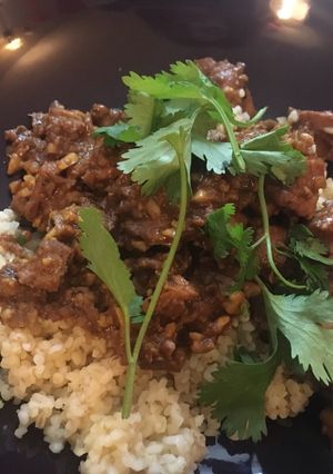 A picture of Persian walnut stew (vegan).