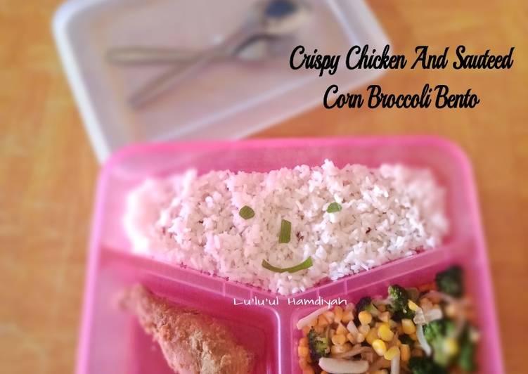 5 Resep: Crispy Chicken And Sauteed Corn Broccoli Bento Kekinian