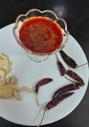 A picture of Red chili garlic chutney.