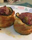 Rollitos de zapallo italiano (sukini o zucchini) rellenos con carne picante