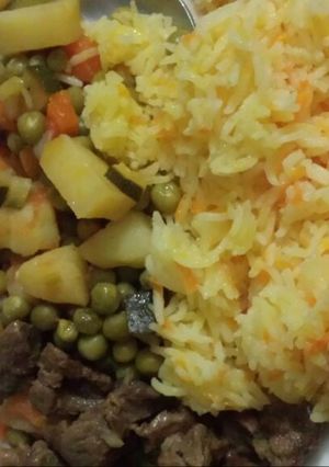A picture of Stewed minji with rice.