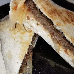 Beef burger tortilla wrap 🌯 A picture of Beef burger tortilla wrap 🌯.